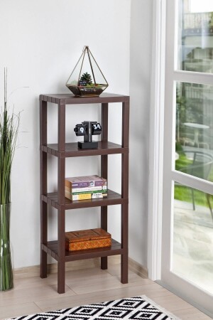 MNZ-Ombeg 4 طبقات رف وحدات حمام منظم المطبخ بالكون غرفة المعيشة حديقة منظم براون DNZSHELF001 - DEYHOME