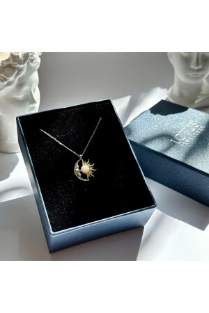 MNZ-Opal Stone Moon and Sun Necklace - 925 سدرلينغ فولاذي نيكلنج AYGKLY-03 - LOTUS JW