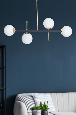 MNZ-Optical 4 قطع ذهبية سوداء جسد معدني زجاج أبيض تصميم فخمة مصباح معلق شمعة LZRNAVZ89 - Luzarana