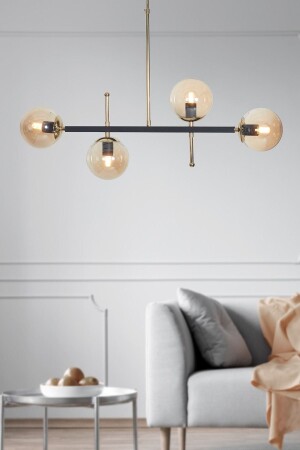 MNZ-Optical 4 قطع ذهبية سوداء جسد معدني عسل ملونة الزجاج تصميم فخمة مصباح معلق شمعة LZRNAVZ91 - Luzarana