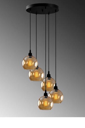 غرفة المعيشة الخاصة MNZ-Opvik - المطبخ - غرفة النوم اللون الأسود لون العسل لون الزجاج مصباح معلق 5 قطع شمعة TYC0039490917 - Modavize