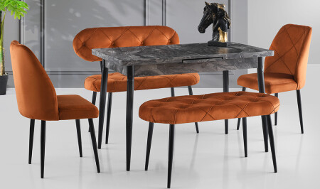 مجموعة طاولة تناول الطعام من نوع MNZ-Orange - Cadde Yıldız