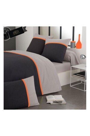 MNZ-Orange Gray Navy Blue King Size Cotton Satin Duvet Cover Set BBOY - METİNEV