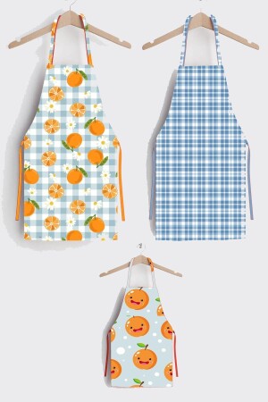 نمط MNZ-Orange Triple Family Stain-repellent Fabric Kitchen Apron AYSO0209 - AYSHOME