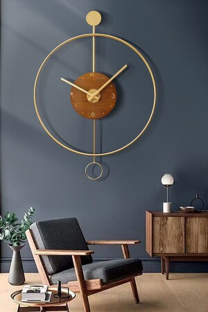 MNZ-Orbit Gold 60 سم، ساعة جدار معدنية ديكورية حديثة AGA001005Y002 - AGA KONSEPT