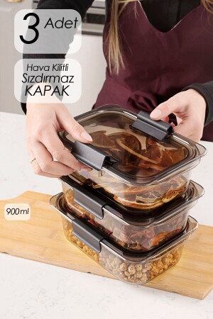 MNZ-Org-130 3 قطع حاوية تخزين الفواكه والخضروات مجموعة مع غطاء، حاوية التغذية 900ml*3 حاوية تخزين الغذ - Porsima