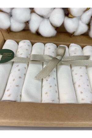 MNZ-Organic Baby Newborn 7 Pack mouth wipes 100% قطن Msl00011-9083 - Caramell