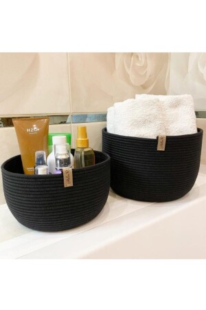 MNZ-Organizer Basket لون أسود 2 قطع Tuesticaretbasketblack - Hediyeninellitonu