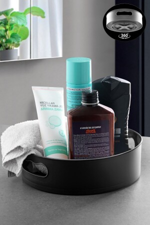 (MNZ-Organizer Tray 360 درجة تدور الحمام الأسود والمبرد الأسود Syn MCH08360) - Kitchen Life