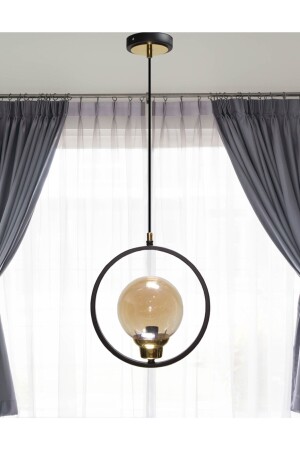 MNZ-Orla Matte Black Honey Glass شمعة واحدة 10076101 - MŞ Aydınlatma