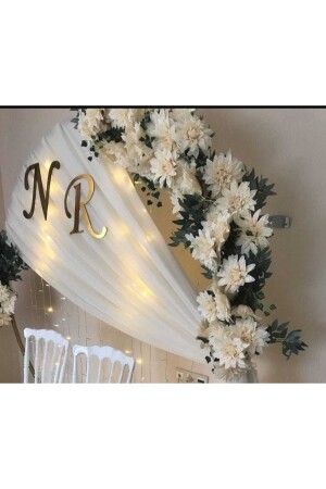 MNZ-Ornate Plexi Letter وعد-التزام-henna 30 سم حرف مزدوج الذهب والفضة لون الخيار الخطوة الأولى فاخرة Plexi - Atadeco