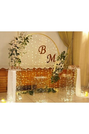 MNZ-Ornate Plexi Letter وعد-التزام-henna H: 30 سم حرف مزدوج الذهب والفضة خيارات لون الخط الأولي فخمة Plexi - Bbreklam