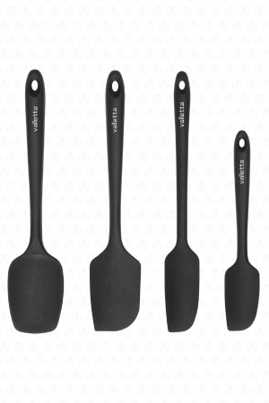 MNZ-Osteris مقاومة للحرارة ضد النار لا يضرب السيليكون Spatula Set 4 قطع سوداء VLT1076 - valletta