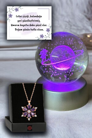 MNZ-Outlet تغيير اللون LED مضيئة الزجاج زحل فتاة الكوكب الشمس الكامل مصباح الكريستال الكرة اللوتوس الكاميليا الزهرة العنق - Zemtigo