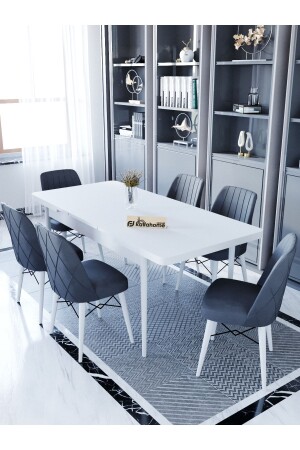 MNZ-Ovo Moonstone 80x130 سم طاولة مطبخ قابل للتوسع لـ 6 أشخاص - طاولة كرسي - أنتراتيت - Kaffahome