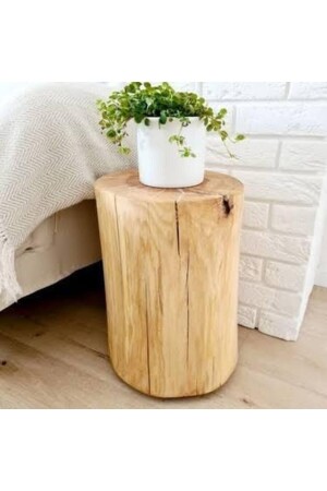 MNZ-Özçelikkereste طاولة جانبية خشبية من الخشب 25 سم عرض طاولة جانبية - Özçelik Lambiri
