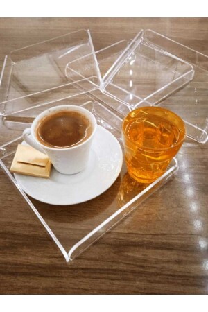 MNZ-Ozmrt عرض القهوة من النظارة البليكسيغلاس 16x16 سم (4 قطعة) 8956 - SOLİDCLASS