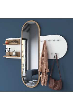 MNZ-P3 مرآة معلقة الجدار الكاملة الطول مرآة سلة الجوز - غرفة الملابس البيضاء - Rani Mobilya