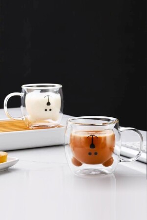 MNZ-Pack من 2 دب دب ديزين مزدوج الجدار كوب الزجاج 250 مل، مزدوج الجدار كوب الزجاج مع المقبض 2 قطع SPT151KPA - Snippy