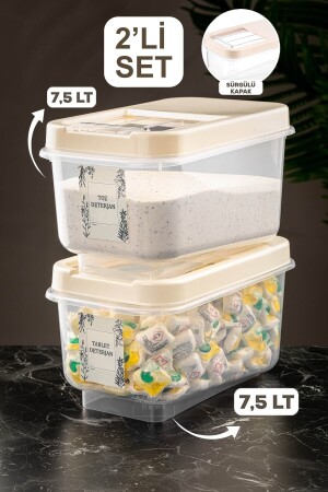 MNZ-pack من 2 ملصق 7.5 لتر حاوية تخزين المواد المضغوطة مع غطاء المتحركة اللوحة خزنة تخزين المواد المضغ - Meleni Home