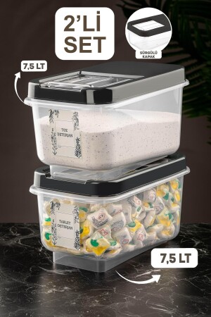 MNZ-pack من 2 ملصق 7.5 ليتة حاوية تخزين المواد المضطربة مع غطاء المزلق - اللوحة مخزن تخزين المواد المض - Meleni Home