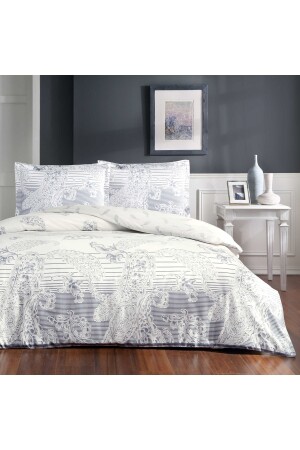 MNZ-Paisly Satin Double Duvet Cover Set Indigo 000001000045411002 - Taç