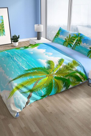 MNZ-Palm 3D القطن ساتين مزدوج غطاء غطاء مجموعة PerlaSera14643 - PerlaSera