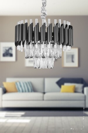 MNZ-Palmira 35' بريزم قطع كريستال الحجر الفاخرة الشنابل - (أسود - كروم) PA-608-KS-35-SK - Avizemoda