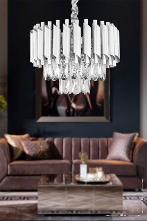 MNZ-Palmira 35' بريزم قطع كريستال الحجر فاخر الشنابل - (الذهب الفضي) PA-608-KSY-35 - Avizemoda