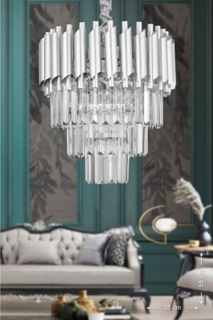 MNZ-Palmira 35' كريستال Stone Luxury Chandelier - (الفضة الذهبية) PA-607-35-GY - Avizemoda