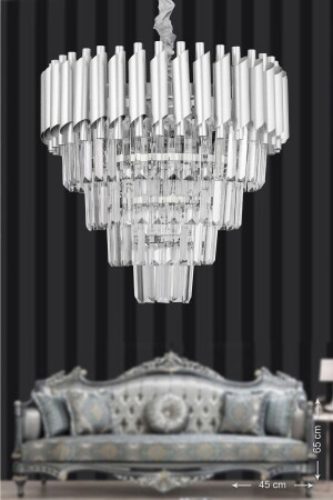 MNZ-Palmira 45' Crystal Stone Luxury Chandelier - (الفضة الذهبية) PA-607-45-GY - Avizemoda