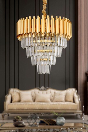 MNZ-Palmira 45' Crystal Stone Luxury Chandelier - (مصفرة بالذهب) PA-607-45-SY - Avizemoda