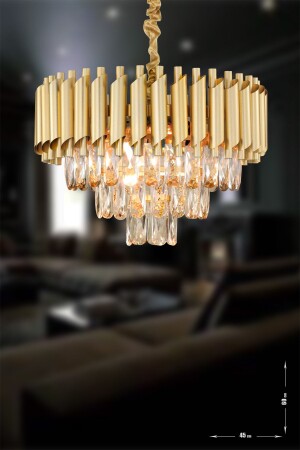 MNZ-Palmira 45' بريزم قطع كريستال الحجر فاخر الشنابل - (الذهب الأصفر) PA-608-KSY-45 - Avizemoda