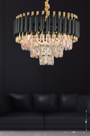 MNZ-Palmira 45' Prism Cut Crystal Stone فاخرة الشنابل - (الذهب الأسود) PA-608-KS-45-SG - Avizemoda