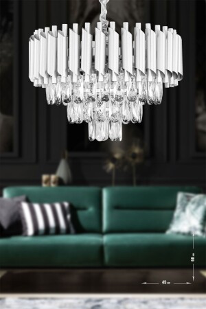 MNZ-Palmira 45' Prism Cut Crystal Stone فاخر الشنابل - (الفضة الذهبية) PA-608-KSY-45 - Avizemoda