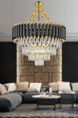 MNZ-Palmira 55' قنبلة قطعة كريستال الحجر الفاخرة الشنابل - (الذهب الأسود) PA-608-KS-55-SG - Avizemoda