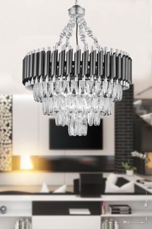 MNZ-Palmira 55' قنبلة قطعة كريستال الحجر الفاخرة الشنابل - (البلون الأسود الكروم) PA-608-KS-55-SK - Avizemoda