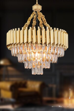 MNZ-Palmira 55' Prism Cut Crystal Stone فاخر الشنابل - (الذهب الأصفر) PA-608-KSY-55 - Avizemoda