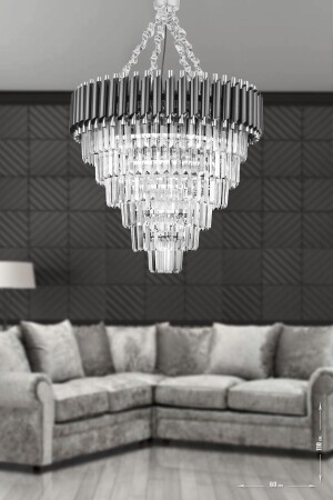 MNZ-Palmira 60 سم كريستال الحجر الفاخرة الشنابل مجموعة من 6 - (البرم الأسود) PT-800-60K - Avizemoda