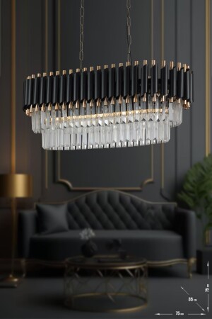 MNZ-Palmira 75x35 سم كريستال الحجر طاولة الطعام الفاخرة شمعة مجموعة من 6 - (الذهب الأسود) PT-800-70G - Avizemoda