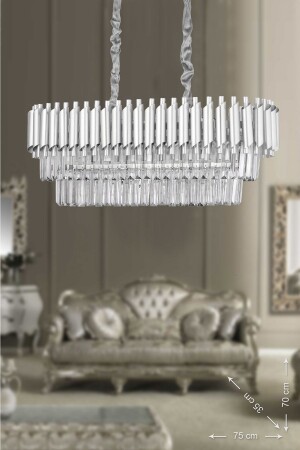 MNZ-Palmira 75x35 فخمة كريستال الحجر الشنابل - (الفضة-الذهب) PA-607-YM-GY - Avizemoda