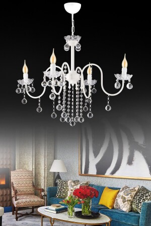 MNZ-Pamir 4 قطع حجر بلوريا بيضاء صعودية وجهة للفخامة الشنارة 032565 - KARDELEN AYDINLATMA AVİZE