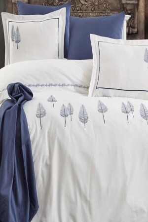 MNZ-Pamira طلاء القطن المزروع ساتين غطاء المزدوج المزدوج مجموعة البحرية الأزرق CD445689 - Dantela