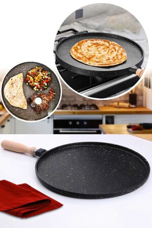 MNZ-Pancake Pan Stove Top Bread Flatbread Pan Cast Granite Double Sided Pan 09022023MEMO-Pancake Pan - qussine