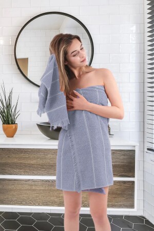 MNZ-Pandora جاكارد الرمادي الحجري منشفة حمام مجموعة 2 - Mariva Home