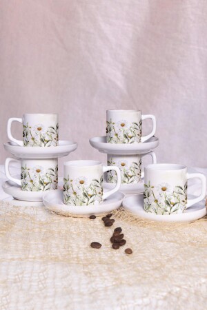 سلسلة MNZ-Papatya مجموعة من 6 كوبات قهوة تركية ST_P305703 - Seraclass