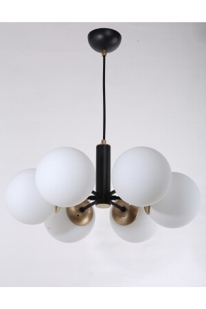 MNZ-Papatya 6-piece Black Antique مغلفة بالزجاج الأبيض الشنارة 20220230002 - MŞ Aydınlatma