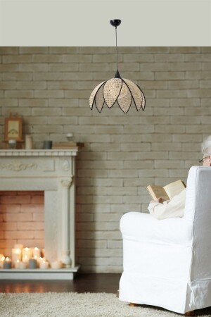 MNZ-Papatya مصباح معلق واحد كبير من الروتان 8643-1 - Lumexx