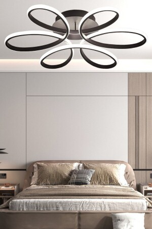 MNZ-Papatya Plafonier شمعة سوداء - 3 ألوان إضاءة LED - شمعة LED حديثة - Ledmi