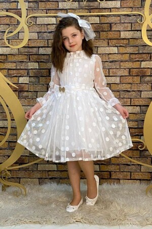 ملابس الأطفال المسائية البيضاء من MNZ-Parapolka ABY6661 - ABİYEKİDS